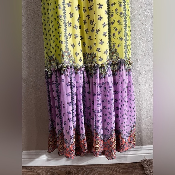 NWT Gorgeous Forever 21 Rope Straps Open Back Boho Maxi Ruffle Layered Small - Picture 3 of 11